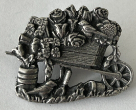 2001 Limited Edition Birds Blooms Cart with Flowers Lapel Pinback Brooch - $190.17 MXN