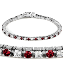 46902 - Rhodium Brass Bracelet with Synthetic Garnet in Ruby - $1,079.73 MXN