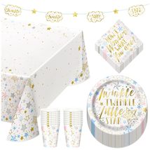Twinkle Little Star Metallic Party Supplies - Shiny Gold Star Appetizer ... - £11.43 GBP+