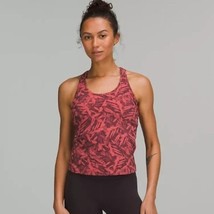 READ Lululemon Cool Racerback Tank Top Nulu Spray Leaf Fireside Red Mult... - $28.00