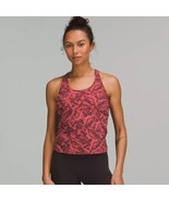 READ Lululemon Cool Racerback Tank Top Nulu Spray Leaf Fireside Red Mult... - $515.41 MXN
