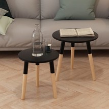 vidaXL Side Table Set 2 Pieces Solid Pinewood Black - £75.85 GBP