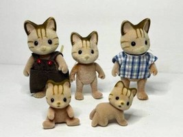 5 Calico Critters Sandy Cat Family Figures twin babies mom dad child dolls - £18.17 GBP