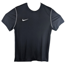 Mens Black Nike Shirt Athletic Fit Large Active Top White Stripe - £16.67 GBP