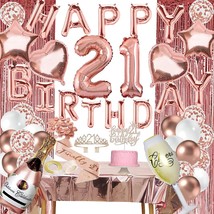 21St Birthday Decorations For Her - Rose Gold 21 Birthday Party Decor, Happy Bir - £30.29 GBP