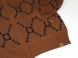 Mens SILVERSILK Fancy Thick Sweater Jacket Zipper Pockets Mock Neck 4202 Brown image 7