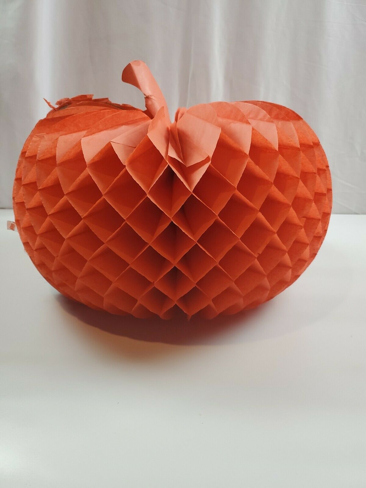 Vintage 70/80’s Halloween Centerpiece 12” Tall. Honeycomb Pumpkin - $11.40