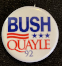 Bush - Quayle 92&quot; 3 Stars Red, White, Blue Original Vintage Campaign Pinback - £3.17 GBP