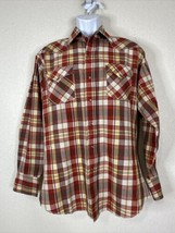 Panhandle Slim Men Size 16 Red Check Plaid Snap Up Western Shirt Vintage - £5.39 GBP