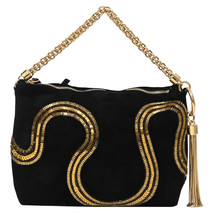 Jimmy Choo Callie Embellished Chain Clutch Bag In Velvet Women Black One Size - £292.30 GBP