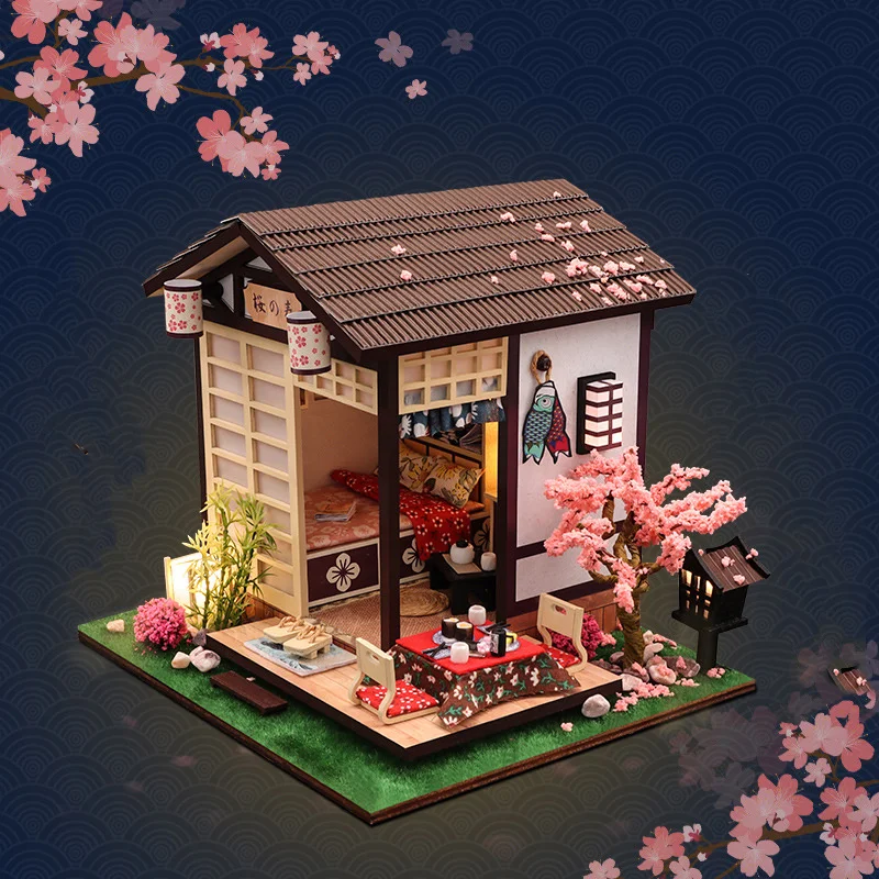 Play A DIY Wooden Casa Japanese Dollhouse Kit Aembled Miniature Furniture Light  - £68.49 GBP