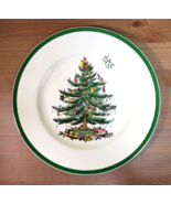 pode Christmas Tree Dinner Plate 10.75&quot; Green Trim England S3324 Vintage - $48.22 CAD