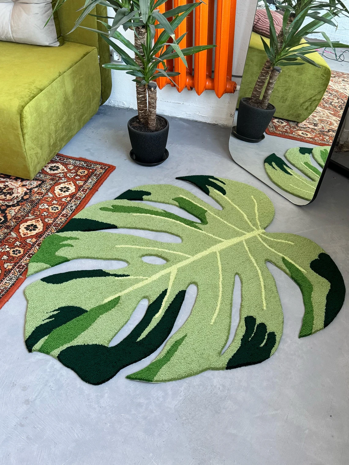 MONSTERA RUG, Modern Rug, Plant Rug, Bedroom Rug, Cute Non-Slip Rug, Liv... - $110.00+