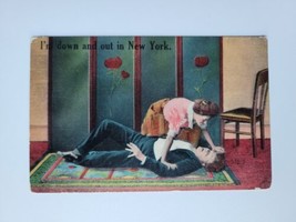 Im Down And Out In New York Postcard Funny Drunk Passed Out Love Vintage DB - $5.00