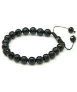 Crystal Ball Onyx Noir Couleur Neuf 10 MM Bouddhiste Macramé Bracelet 1271 - $32.83