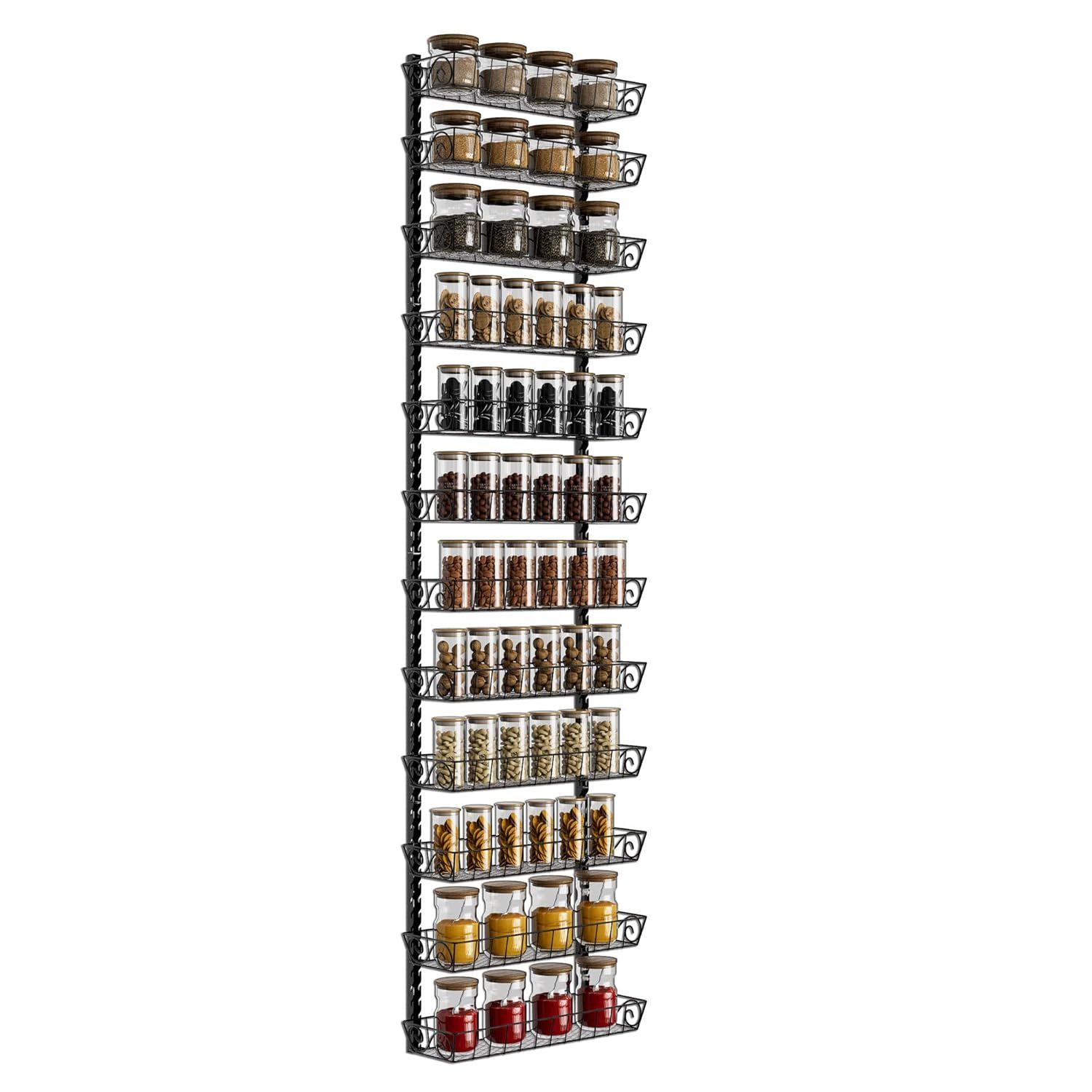 Adjustable Wall Mount Spice Rack Organizer, 12-Tier Dual-Use (Multi-Use) Hanging