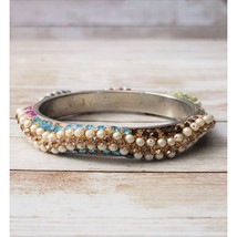 Vintage Bracelet / Bangle - Fancy Multi Colored Bangle with Faux Pearls - $9.99