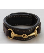 Snaffle Bit Bracelet Black Brown Fine Leather Gold Horse Equestrian USA ... - €64,19 EUR