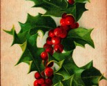 Holly Branch Bough Berries Silked Christmas Greeting 1912 Winsch Back Po... - £5.45 GBP