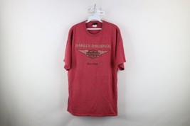 Vintage Y2K Harley Davidson Mens XL Faded Spell Out Winged Logo T-Shirt Red - £33.20 GBP