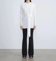 Lafayette 148 finesse crepe twisted waist blouse in CLOUD - size 6 - $419.76