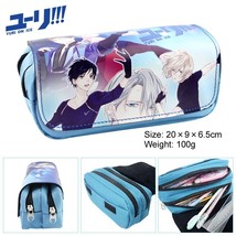Anime Yuri on Ice Pencil Bags Double Zipper Purse Pen Stationery Pouch Organizer - £13.99 GBP