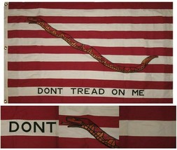 3X5 Embroidered First Navy Jack Gadsden 100% Cotton Flag 3&#39;X5&#39; Banner W/ 3 Clips - £80.53 GBP