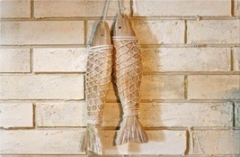 2 Pieces Wooden Fish Nautical Door &amp; Home Decoration Ornament Wall Hanging NWT - £9.59 GBP