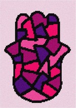Pepita Needlepoint Canvas: Hamsa Stained Glass Pinks, 7&quot; x 10&quot; - £39.87 GBP+