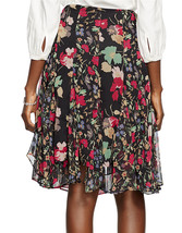 New Womens $125 Ralph Lauren Silk Black Floral Skirt 10 Pink Green Blue ... - £98.94 GBP