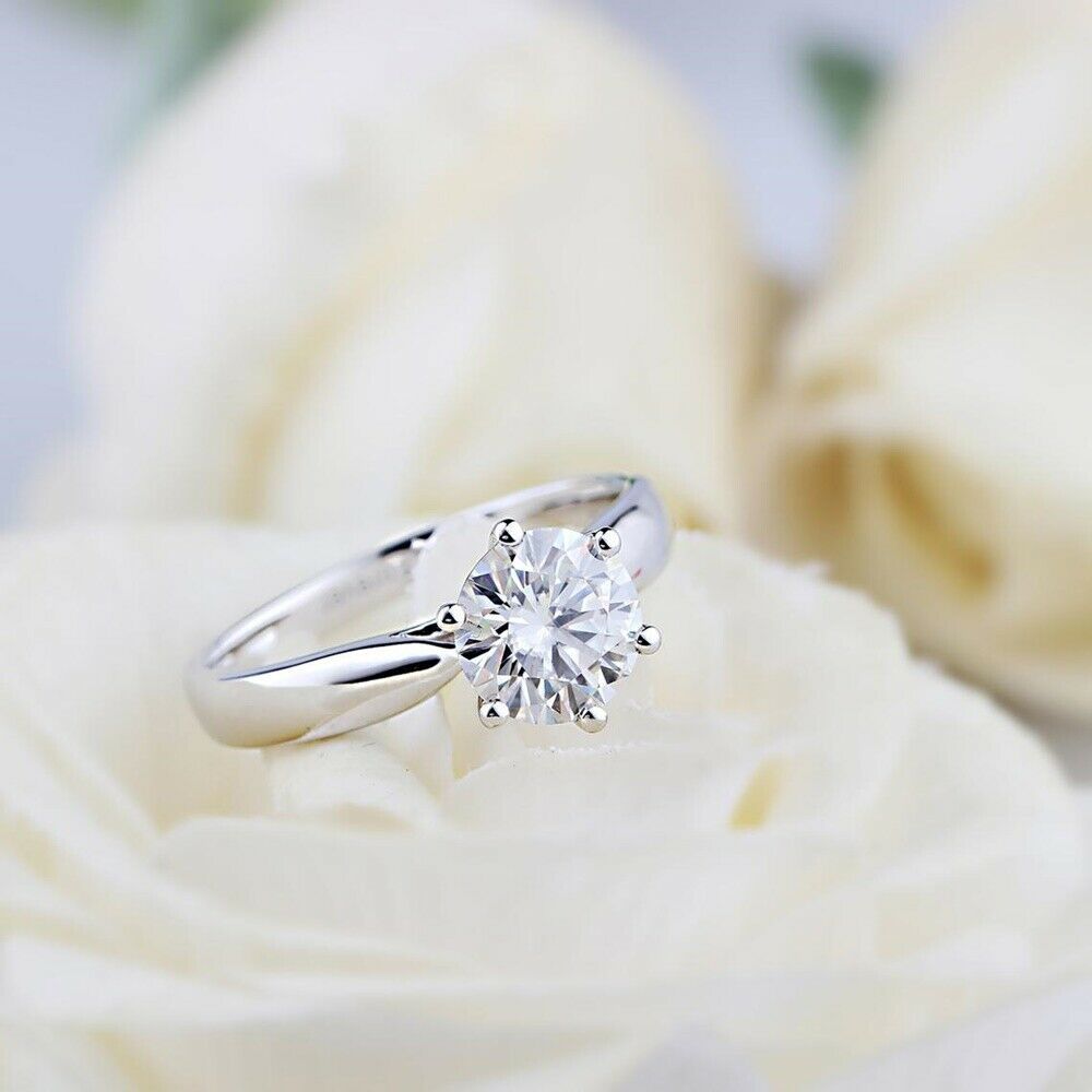 1.65Ct Round Cut White Diamond 925 Sterling Silver Solitaire Engagement Ring