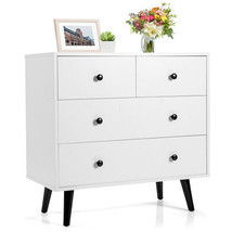 4 Drawers Dresser Chest of Drawers Free Standing Sideboard Cabinet-White... - $174.49