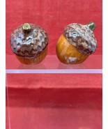 Nut Acorn Salt &amp; Pepper Shaker Set Brown Ceramic - £7.41 GBP