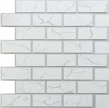 Dundee Deco GRAZTP10025499 White Grey Faux Brick PVC 3D Wall Panel, 2 ft X 2 ft  - £7.30 GBP+