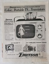 Vintage 1956 Emerson Color Portable Television 11x14 Advertisement - £7.50 GBP