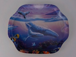 LIL GRASS SHACK METAL SERVING TRAY 11 X 13 TROPICAL TREASURES OCEAN WHAL... - $4.99
