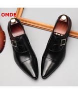 Genuine Leather Buckles Loafers Pointed Toe Men Dress Shoes Slip On OxSh... - £268.66 GBP
