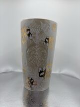STARBUCKS Winter Holiday Ceramic Gold Pinecones Tumbler Mug with Lid 12o... - $19.80