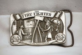 Old Vintage FIRE FIGHTERS Laying It On The Line 1985 C&amp;J Belt Buckle 537... - £23.36 GBP