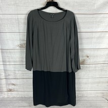 Eileen Fisher Women&#39;s Medium Black Gray Colorblock Dress Tencel Viscose Pockets - £31.84 GBP