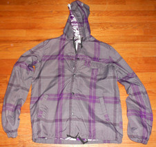 Kirra Men&#39;s Guys Purple Plaid Windbreaker Rain Coat Jacket New Size Large - £36.07 GBP