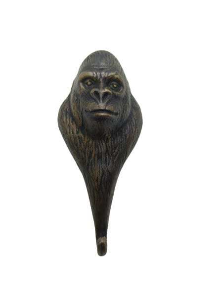 Solid Brass Gorilla Clothes Hanger set 5&quot; Vintage Pants Hook Wall Mount - $42.00+