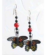 Judy Strobel Elegant Carnelian Monarch Butterfly Earrings     - £15.72 GBP
