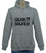Men's Guys Quiksilver Graphic Gray Pullover Hoodie Fleece Black Logo New $59 - £36.86 GBP