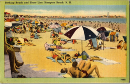 Bathing Beach Shore Line Hampton Beach NH New Hampshire Vintage Postcard (A11) - £4.65 GBP