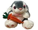 Giftco Sitting Bunny Rabbit With Carrot Stuffed Animal Plush Gray White ... - $12.94