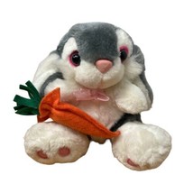 Giftco Sitting Bunny Rabbit With Carrot Stuffed Animal Plush Gray White 6.5 in - £10.12 GBP
