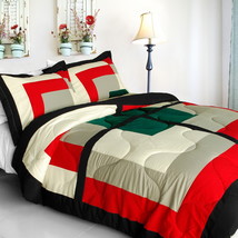 [Beauty Demi] Quilted Patchwork Down Alternative Comforter Set (Twin Size) - £62.47 GBP