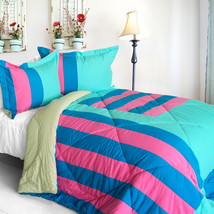 [Great Hometown] Quilted Patchwork Down Alternative Comforter Set (Twin Size) - £63.33 GBP