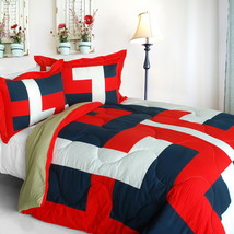 [Warm Cabin] Quilted Patchwork Down Alternative Comforter Set (Twin Size) - £63.14 GBP